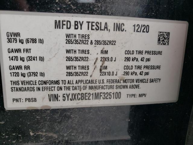 Photo 14 from auction – 2021 TESLA MODEL X with VIN 5YJXCBE21MF325100