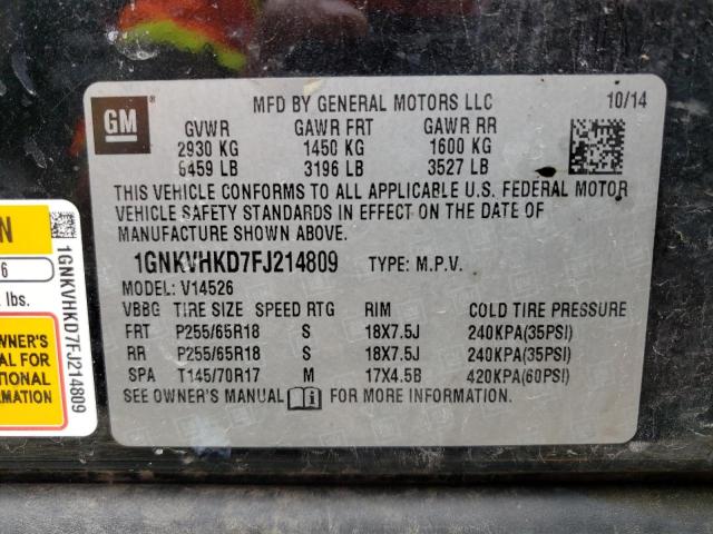 Photo 14 from auction – 2015 CHEVROLET TRAVERSE L with VIN 1GNKVHKD7FJ214809