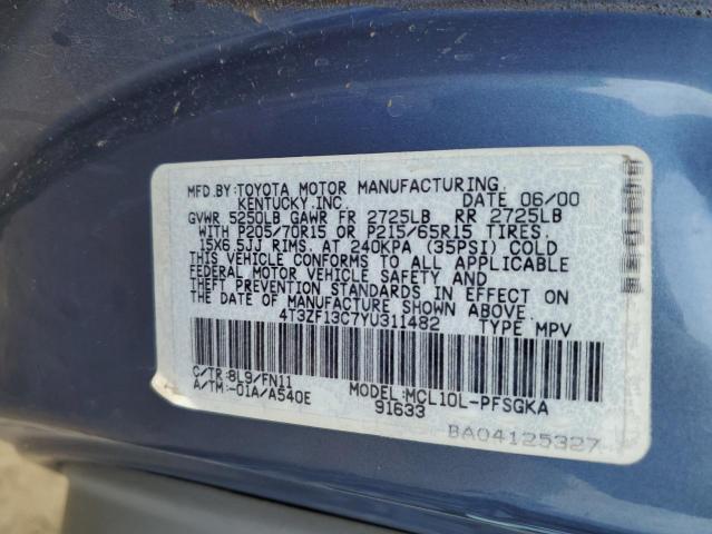Photo 14 from auction – 2000 TOYOTA SIENNA LE with VIN 4T3ZF13C7YU311482