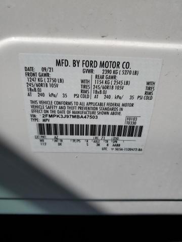 Photo 14 from auction – 2021 FORD EDGE SEL with VIN 2FMPK3J97MBA47503