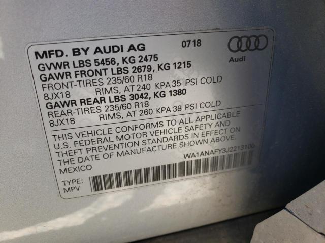 Photo 14 from auction – 2018 AUDI Q5 PREMIUM with VIN WA1ANAFY3J2213100