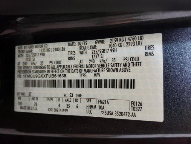 Photo 14 from auction – 2015 FORD ESCAPE SE with VIN 1FMCU9GXXFUB61638
