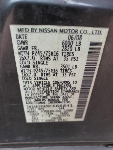 Photo 14 from auction – 2008 NISSAN PATHFINDER with VIN 5N1AR18U28C666841