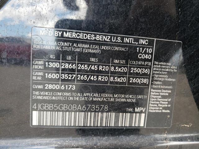 Photo 14 from auction – 2011 MERCEDES-BENZ ML 350 with VIN 4JGBB5GB0BA673578