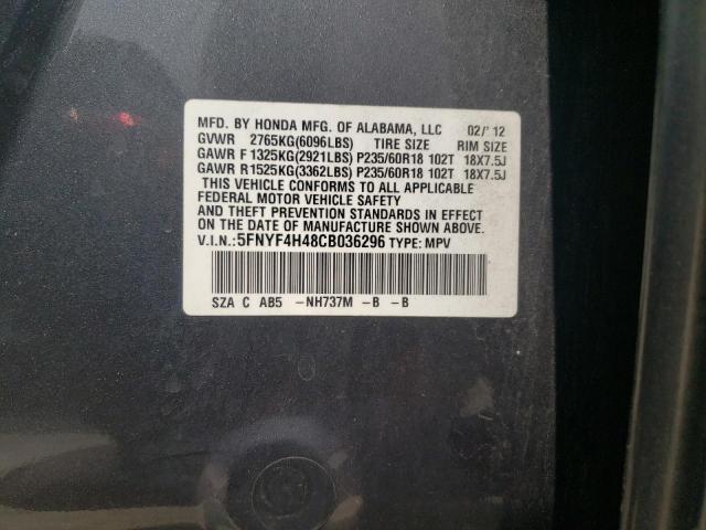 Photo 14 from auction – 2012 HONDA PILOT EX with VIN 5FNYF4H48CB036296