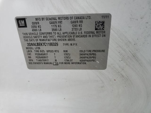 Photo 10 from auction – 2012 CHEVROLET EQUINOX LS with VIN 2GNALBEK7C1186329