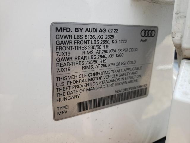 Photo 14 from auction – 2022 AUDI Q3 PREMIUM with VIN WA1DECF35N1094183