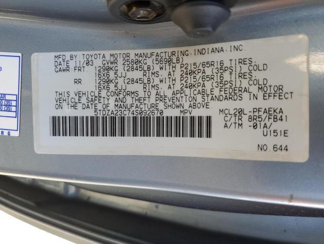 Photo 14 from auction – 2004 TOYOTA SIENNA CE with VIN 5TDZA23C74S092670
