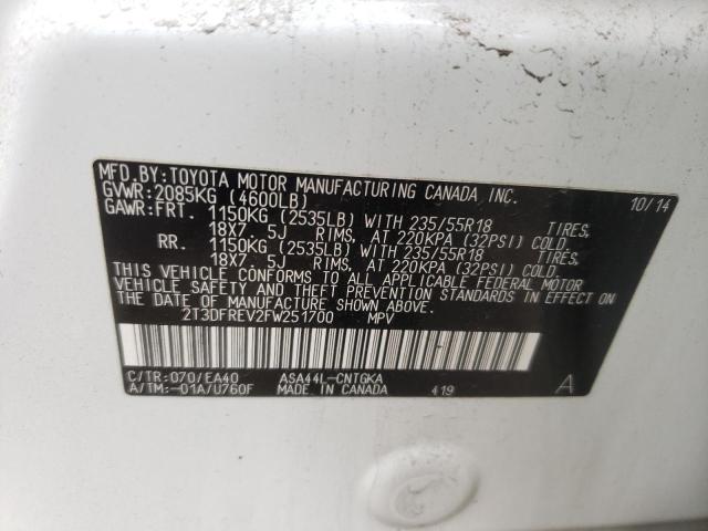 Photo 14 from auction – 2015 TOYOTA RAV4 LIMIT with VIN 2T3DFREV2FW251700