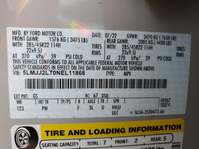 Photo 14 from auction – 2022 LINCOLN NAVIGATOR with VIN 5LMJJ2LT0NEL11868