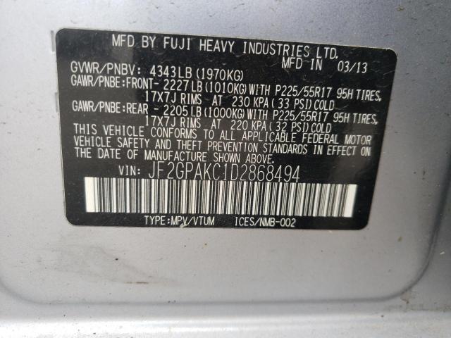 Photo 14 from auction – 2013 SUBARU XV CROSSTR with VIN JF2GPAKC1D2868494