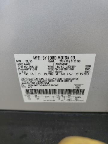 Photo 14 from auction – 2016 FORD EXPLORER X with VIN 1FM5K7D84GGA26008