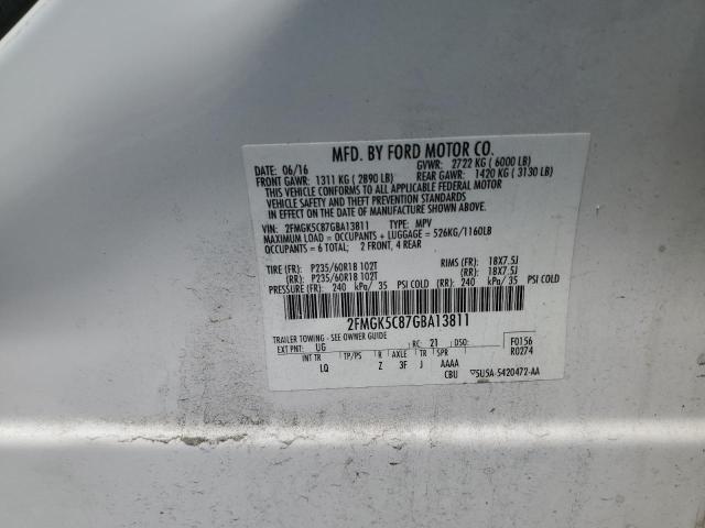 Photo 14 from auction – 2016 FORD FLEX SEL with VIN 2FMGK5C87GBA13811