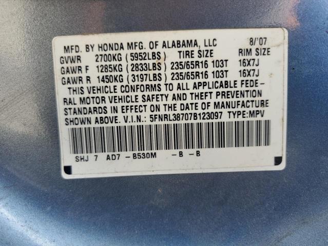 Photo 14 from auction – 2007 HONDA ODYSSEY EX with VIN 5FNRL38707B123097