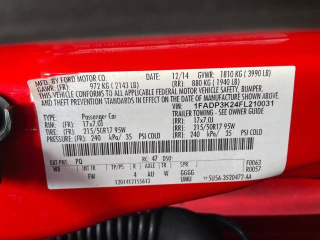Photo 10 from auction – 2015 FORD FOCUS SE with VIN 1FADP3K24FL210031
