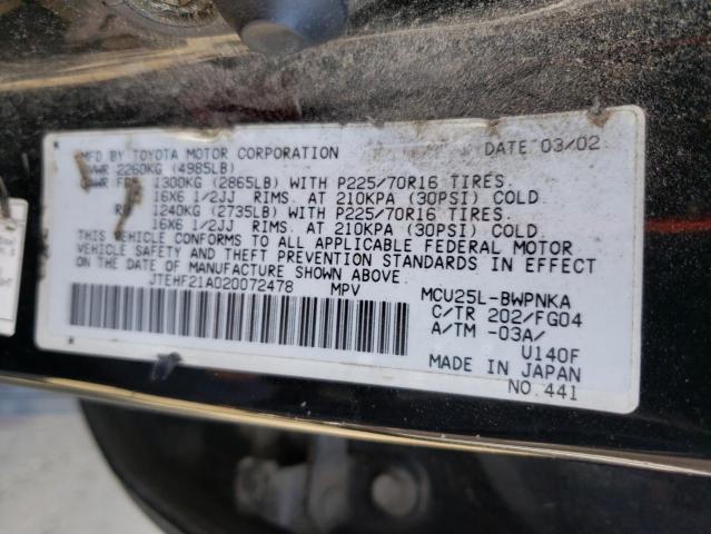 Photo 10 from auction – 2002 TOYOTA HIGHLANDER with VIN JTEHF21A020072478
