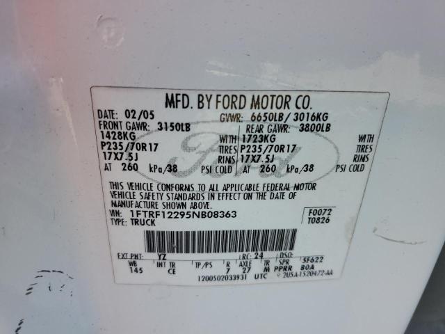 Photo 10 from auction – 2005 FORD F150 with VIN 1FTRF12295NB08363