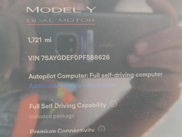 Photo 9 from auction – 2023 TESLA MODEL Y with VIN 7SAYGDEF0PF588628