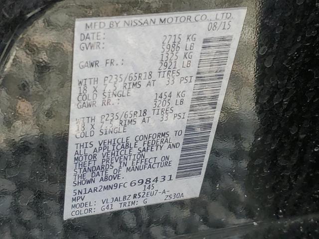 Zdjęcie 14 z aukcji – 2015 NISSAN PATHFINDER z VIN 5N1AR2MN9FC698431