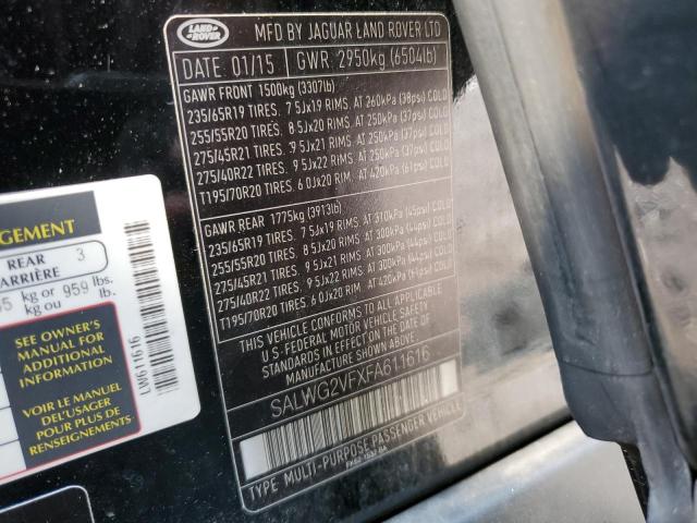 Photo 14 from auction – 2015 LAND ROVER RANGE ROVE with VIN SALWG2VFXFA611616