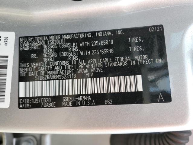 Photo 14 from auction – 2021 TOYOTA HIGHLANDER with VIN 5TDGZRAH6MS523118