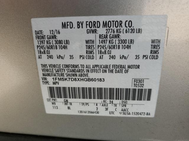 Photo 14 from auction – 2017 FORD EXPLORER X with VIN 1FM5K7D8XHGB60183