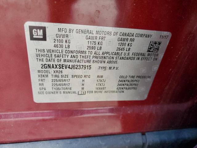Photo 14 from auction – 2018 CHEVROLET EQUINOX LT with VIN 2GNAXSEV4J6237915