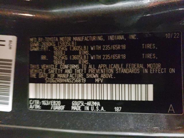 Photo 14 from auction – 2022 TOYOTA HIGHLANDER with VIN 5TDGZRBH4NS256819