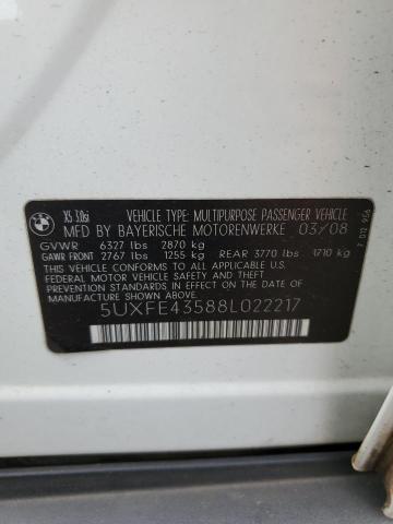 Photo 14 from auction – 2008 BMW X5 3.0I with VIN 5UXFE43588L022217