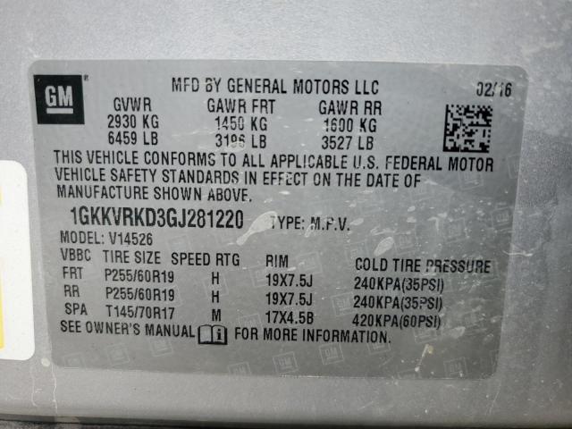Photo 14 from auction – 2016 GMC ACADIA SLT with VIN 1GKKVRKD3GJ281220