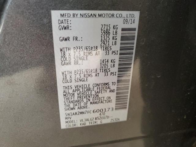 Photo 14 from auction – 2015 NISSAN PATHFINDER with VIN 5N1AR2MN7FC600173
