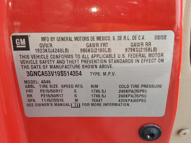 Photo 14 from auction – 2009 CHEVROLET HHR LT with VIN 3GNCA53V19S514354
