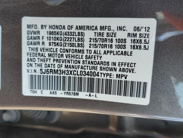 Photo 14 from auction – 2012 HONDA CR-V LX with VIN 5J6RM3H3XCL034004