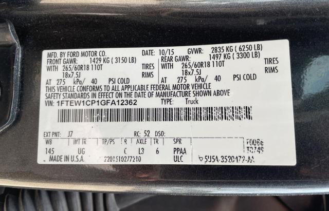 Photo 10 from auction – 2016 FORD F150 SUPER with VIN 1FTEW1CP1GFA12362