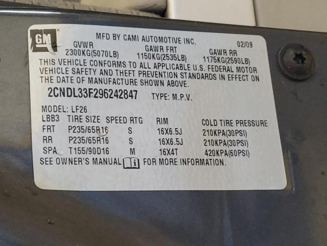 Photo 14 from auction – 2009 CHEVROLET EQUINOX LT with VIN 2CNDL33F296242847