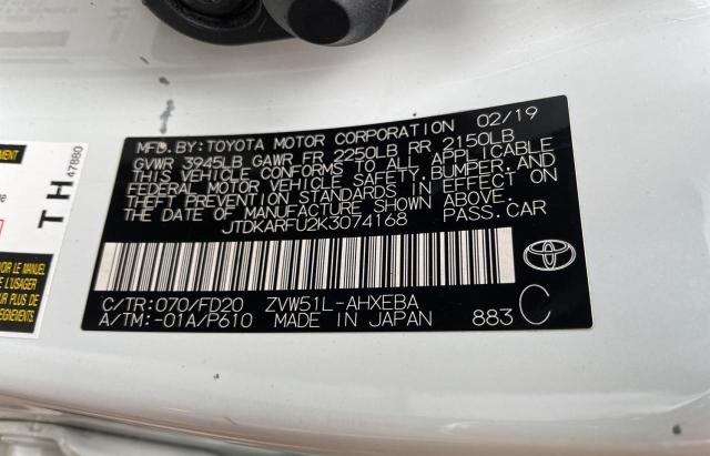Photo 10 from auction – 2019 TOYOTA PRIUS with VIN JTDKARFU2K3074168
