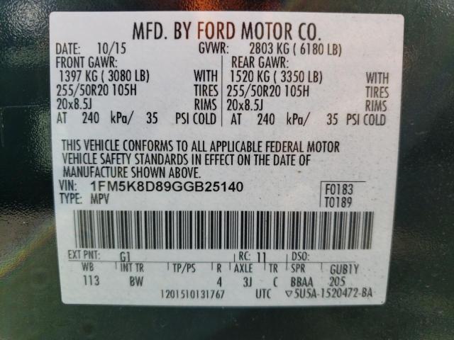 Photo 14 from auction – 2016 FORD EXPLORER X with VIN 1FM5K8D89GGB25140