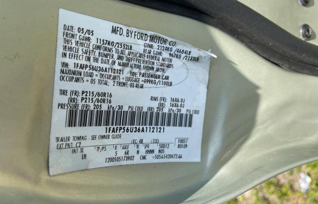 Photo 10 from auction – 2006 FORD TAURUS SEL with VIN 1FAFP56U36A112121