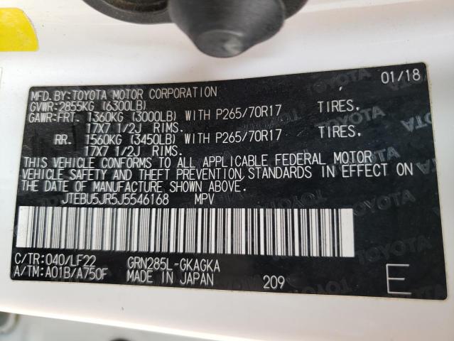 Photo 14 from auction – 2018 TOYOTA 4RUNNER SR with VIN JTEBU5JR5J5546168