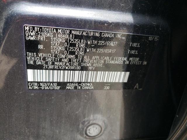 Photo 14 from auction – 2015 TOYOTA RAV4 XLE with VIN 2T3RFREV2FW398590