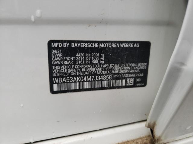 Photo 10 from auction – 2021 BMW 228I with VIN WBA53AK04M7J34858
