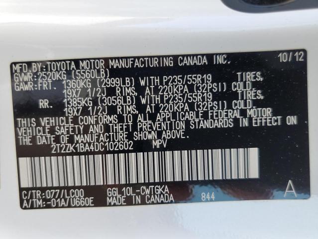Photo 14 from auction – 2013 LEXUS RX 350 with VIN 2T2ZK1BA4DC102602