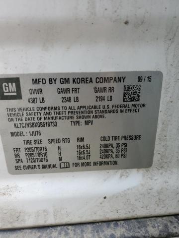 Photo 14 from auction – 2016 CHEVROLET TRAX LS with VIN KL7CJNSBXGB518733
