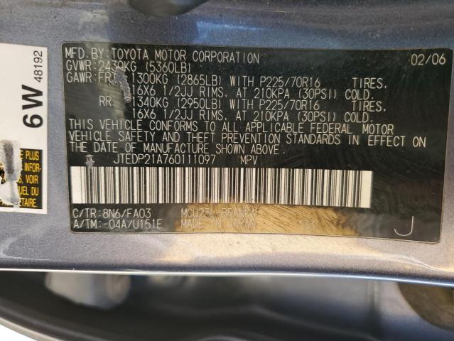 Photo 14 from auction – 2006 TOYOTA HIGHLANDER with VIN JTEDP21A760111097