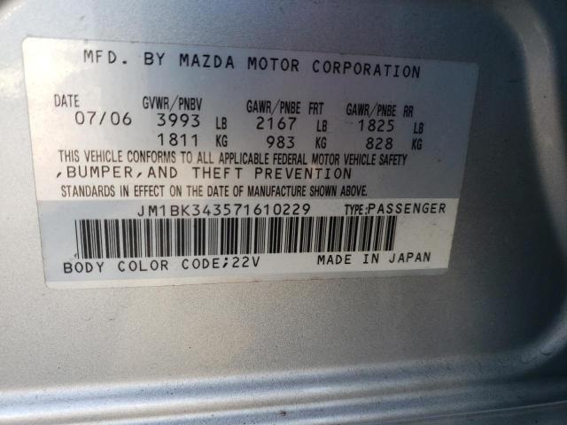 Photo 10 from auction – 2007 MAZDA 3 HATCHBAC with VIN JM1BK343571610229