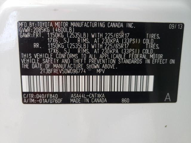 Photo 14 from auction – 2013 TOYOTA RAV4 LE with VIN 2T3BFREV5DW096774