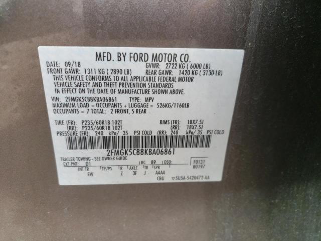 Photo 14 from auction – 2019 FORD FLEX SEL with VIN 2FMGK5C88KBA06861