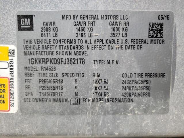 Photo 14 from auction – 2015 GMC ACADIA SLE with VIN 1GKKRPKD9FJ362178