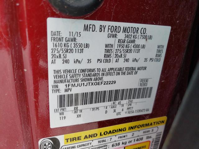 Photo 14 from auction – 2016 FORD EXPEDITION with VIN 1FMJU1JTXGEF22229