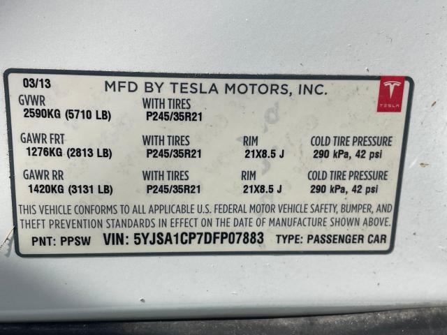Photo 9 from auction – 2013 TESLA MODEL S with VIN 5YJSA1CP7DFP07883